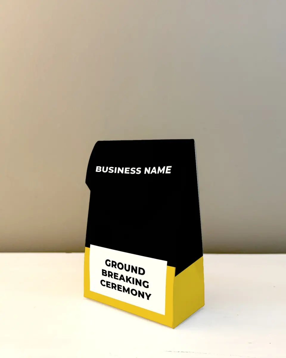 This is a 3.5" x 5.5" Business Favor Boxe called Bold Framework printed in full color with Rose Gold foil