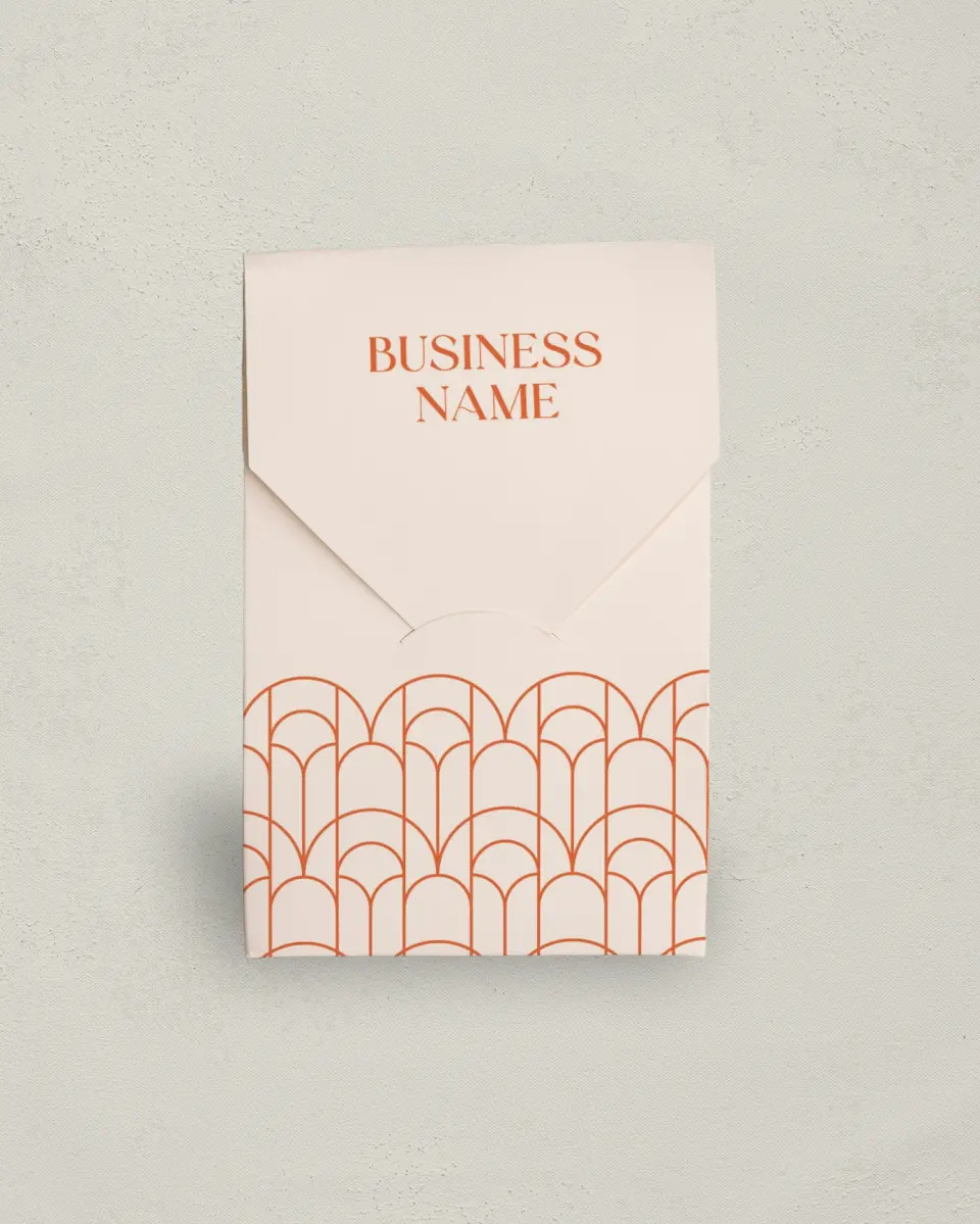 This is a 3.5" x 5.5" Business Favor Boxe called Arching Angles printed in full color