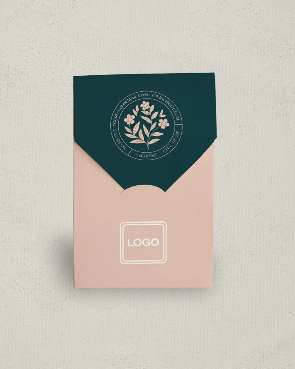 This is a 3.5" x 5.5" Business Favor Boxe called Posh Petal printed in full color