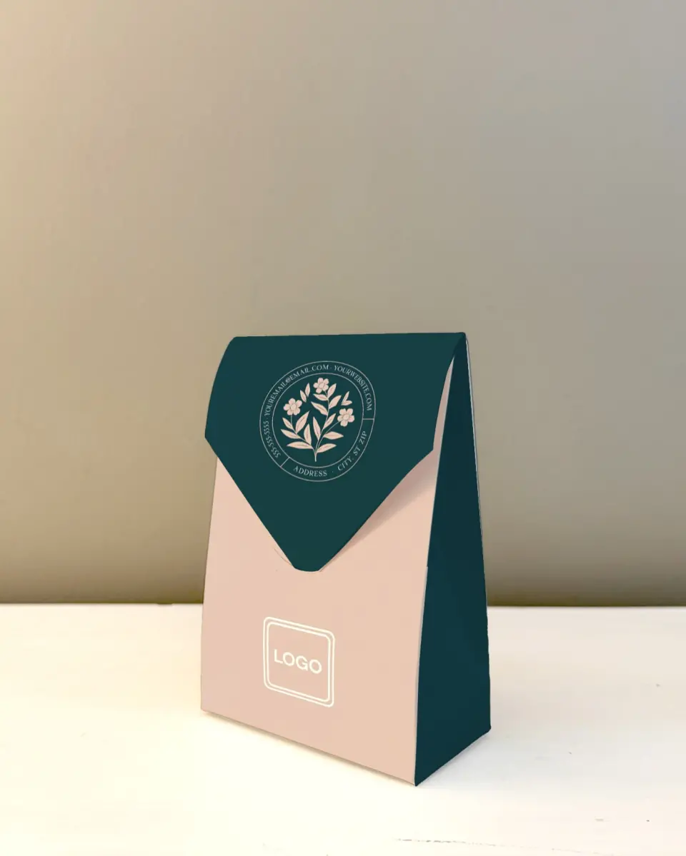 This is a 3.5" x 5.5" Business Favor Boxe called Posh Petal printed in full color with Rose Gold foil