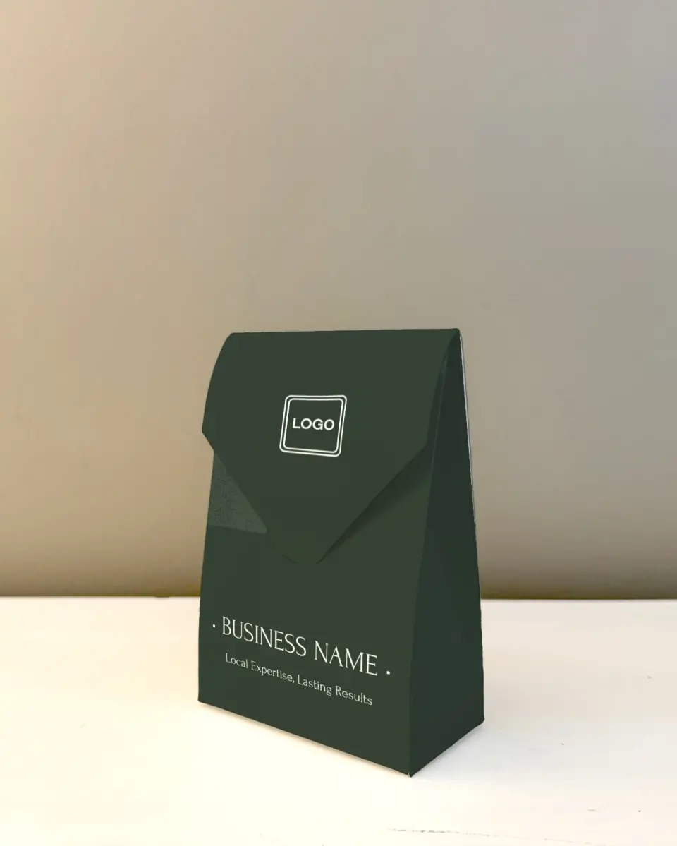 This is a 3.5" x 5.5" Business Favor Boxe called Visual Impact printed in full color with Rose Gold foil