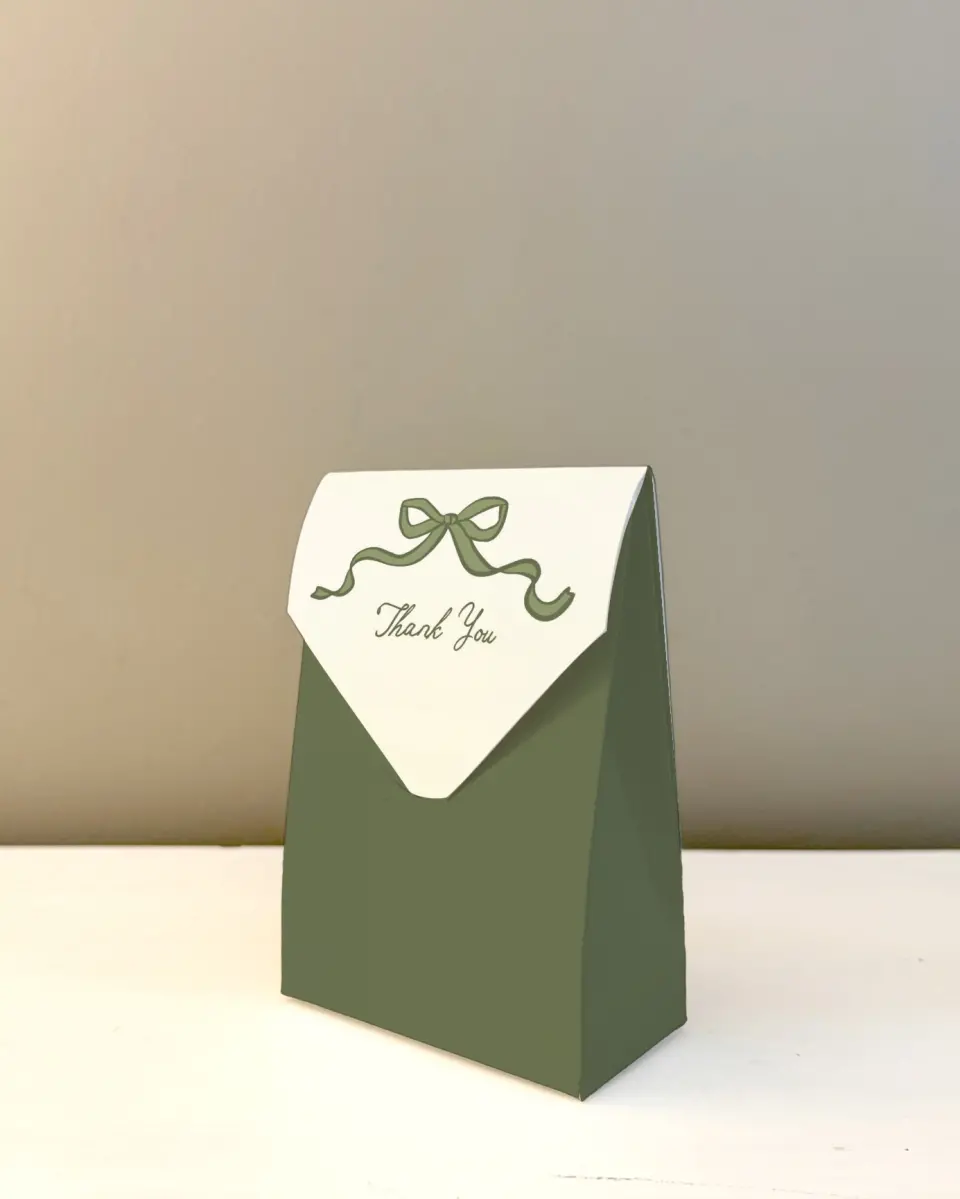 This is a 3.5" x 5.5" Wedding Favor Boxe called Coquette Darling printed in full color