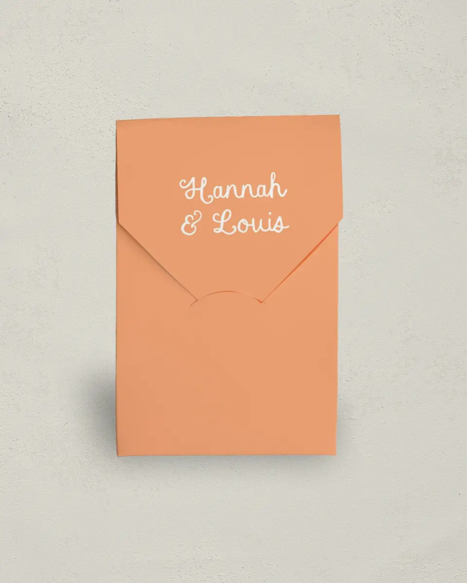 This is a 3.5" x 5.5" Wedding Favor Boxe called Wavy Love printed in full color