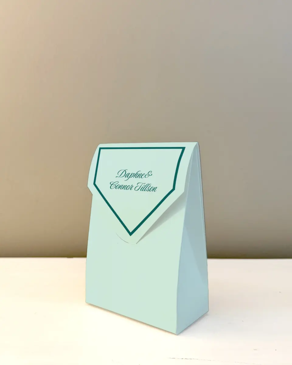 This is a 3.5" x 5.5" Wedding Favor Boxe called Faithful Frame printed in full color