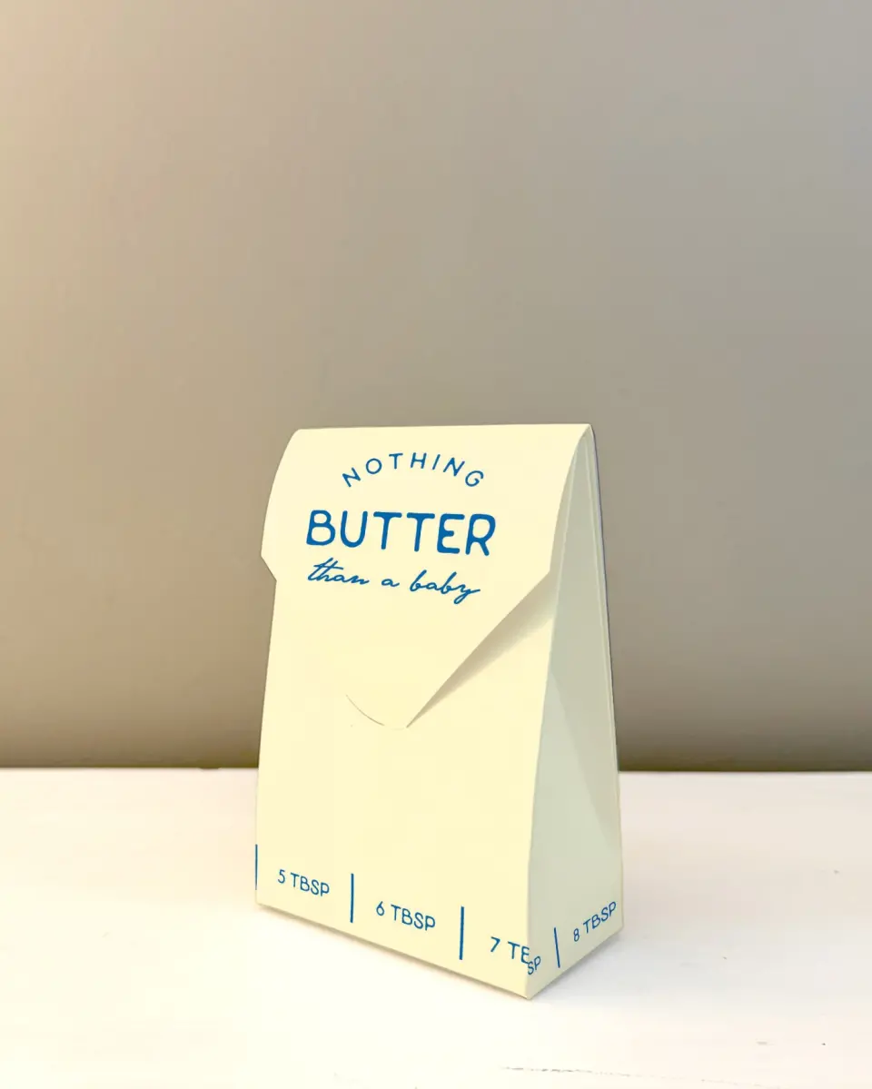 This is a 3.5" x 5.5" Wedding Favor Boxe called Nothing Butter printed in full color with Gold foil