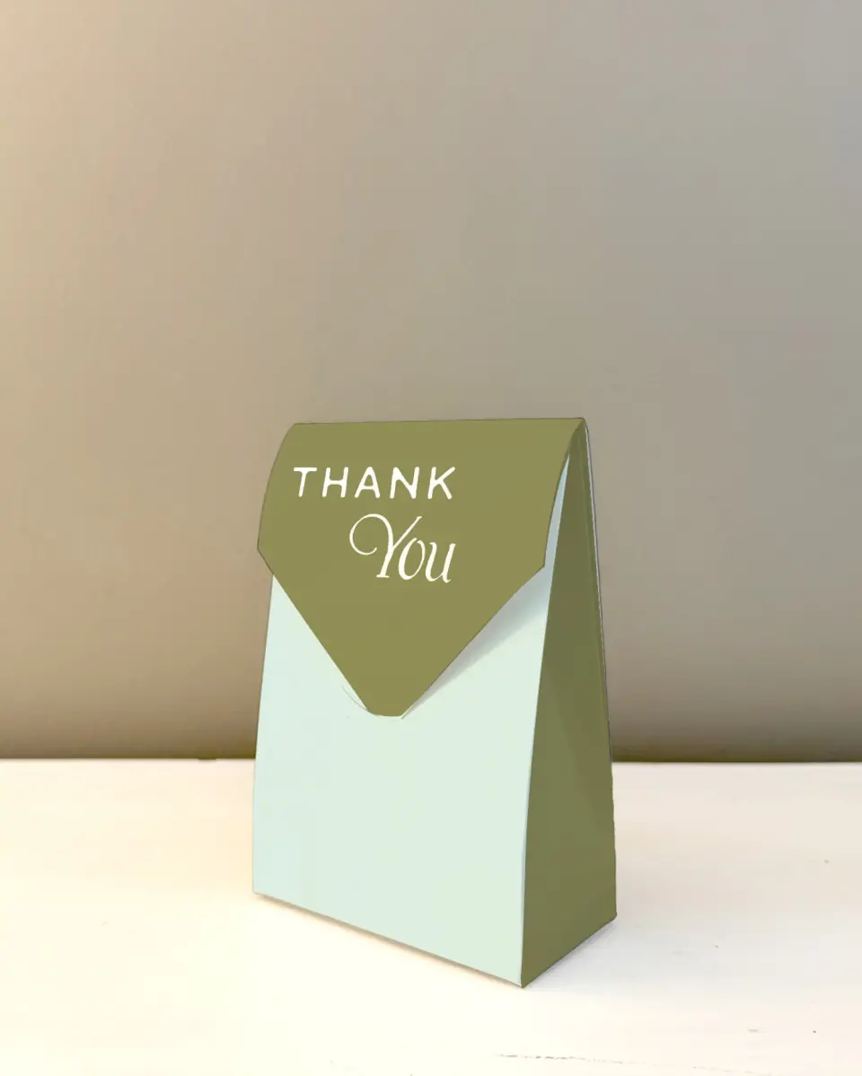 This is a 3.5" x 5.5" Wedding Favor Boxe called The Rosemary printed in full color