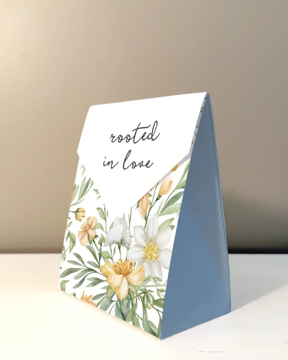 This is a 5" x 7" Wedding Favor Boxe called Garden Party printed in full color
