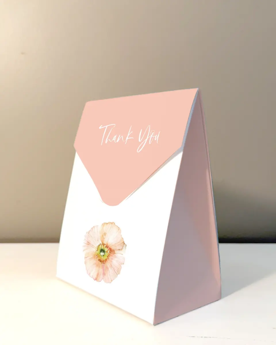 This is a 5" x 7" Wedding Favor Boxe called Pink Blossoms printed in full color
