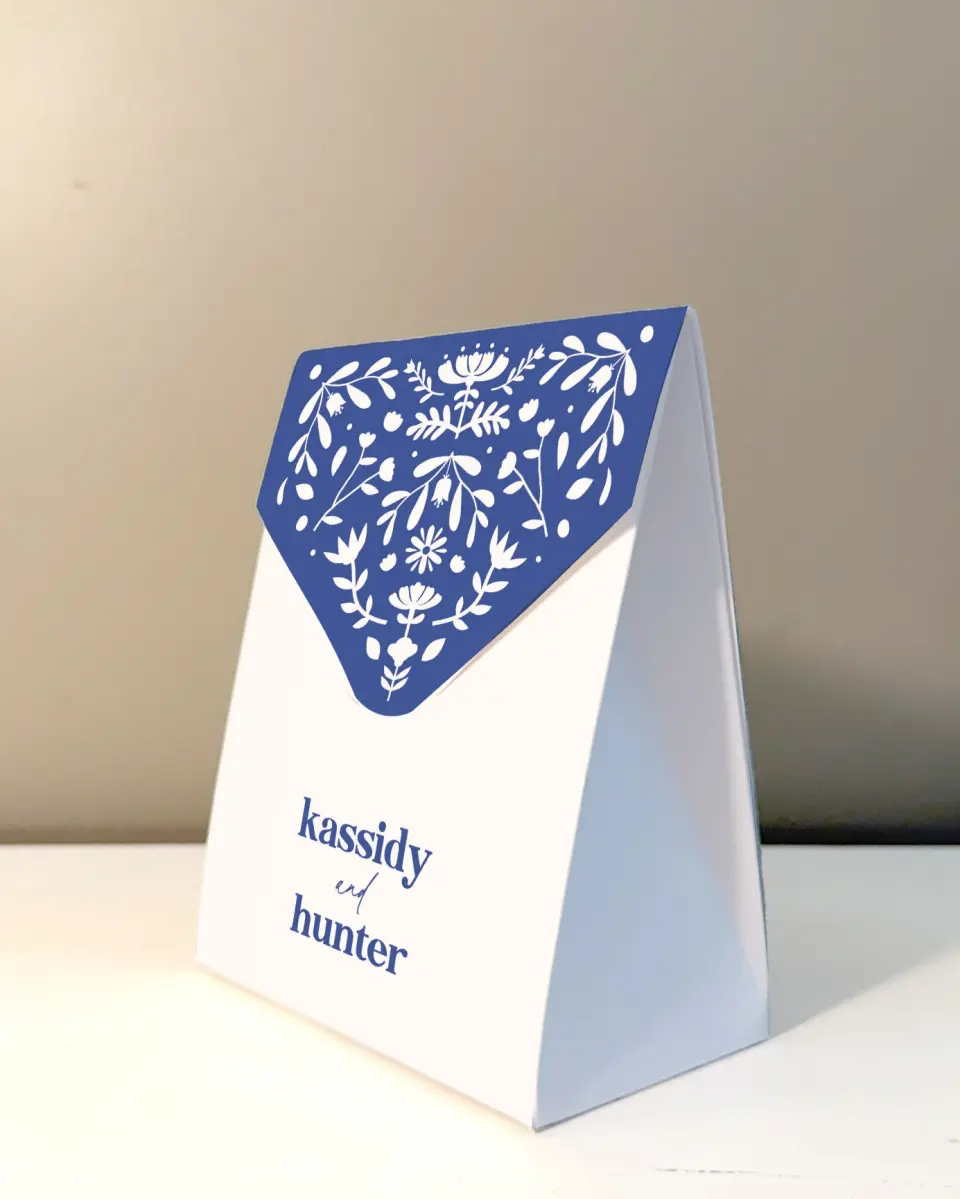 This is a 5" x 7" Wedding Favor Boxe called The Kassidy printed in full color