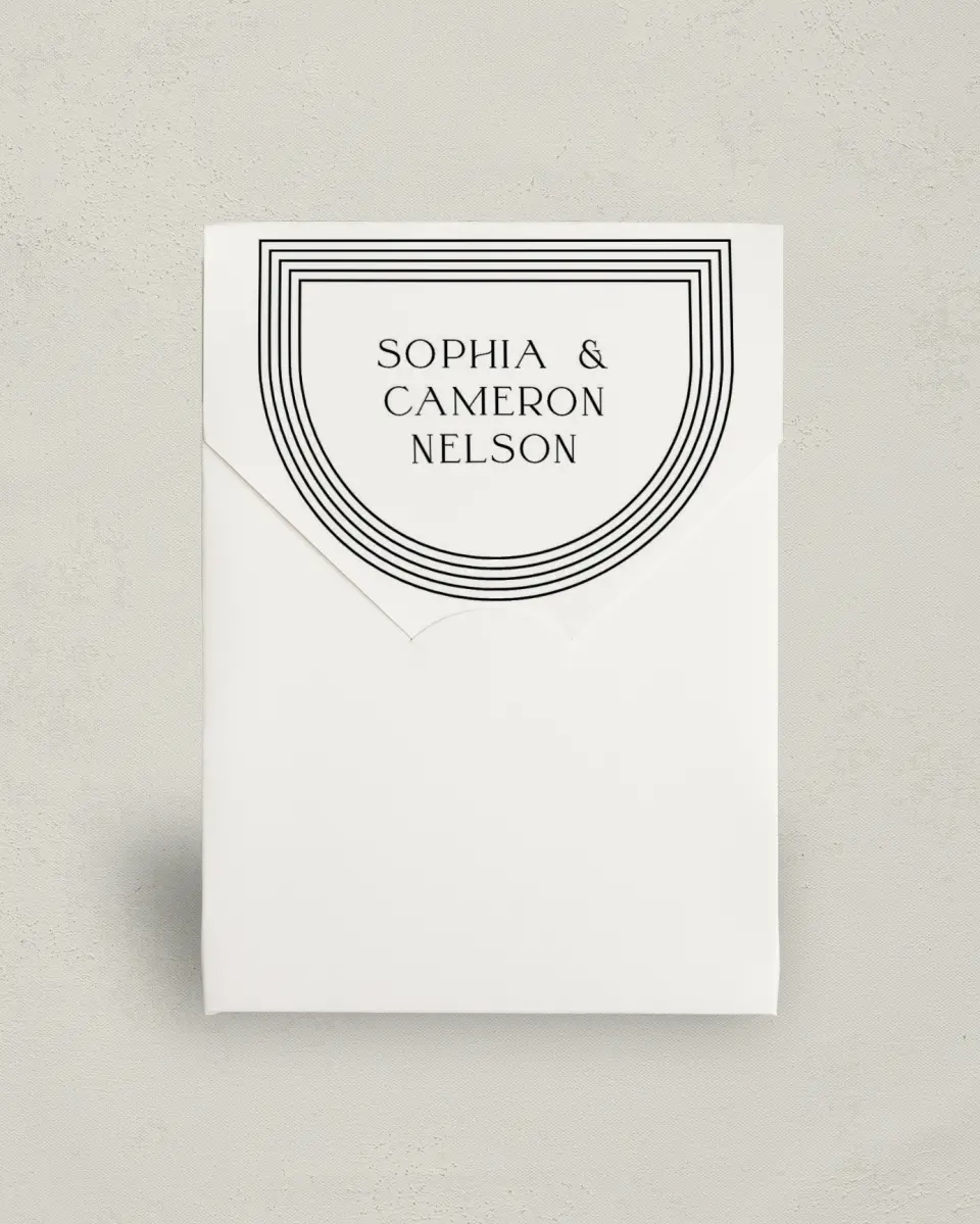 This is a 5" x 7" Wedding Favor Boxe called Passionate Arch printed in full color