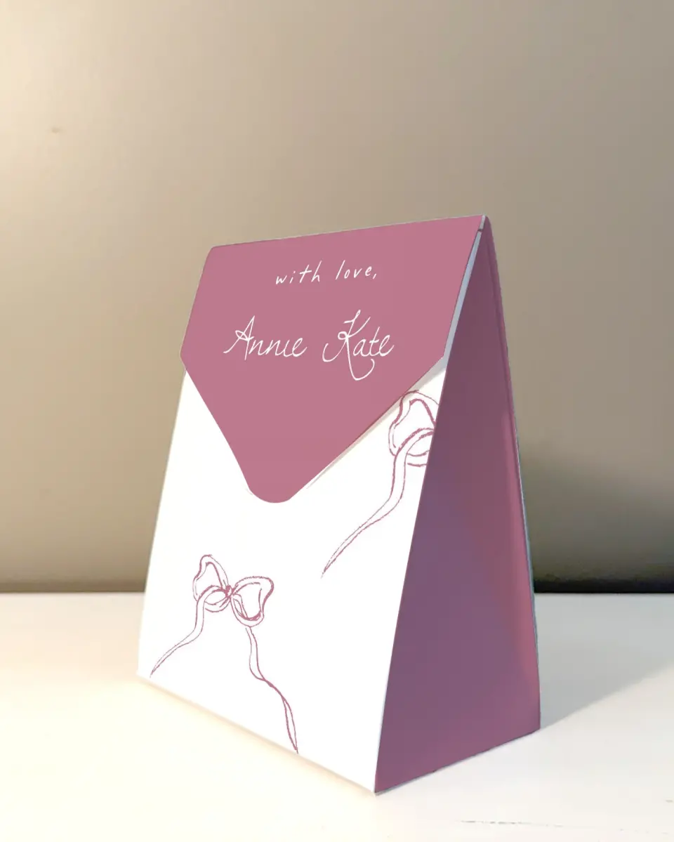 This is a 5" x 7" Wedding Favor Boxe called Careful Coquette printed in full color