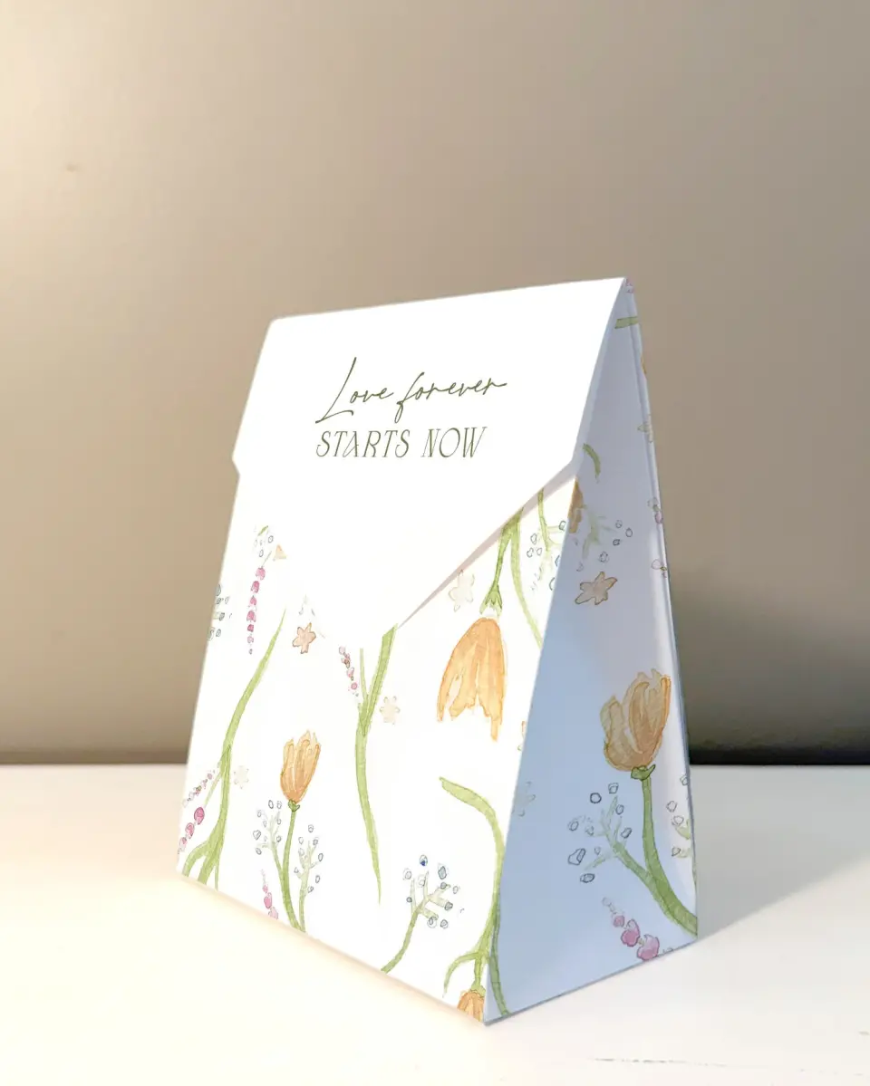 This is a 5" x 7" Wedding Favor Boxe called Garden Party printed in full color