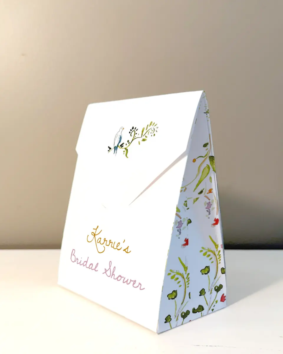 This is a 5" x 7" Wedding Favor Boxe called Fairy Garden printed in full color