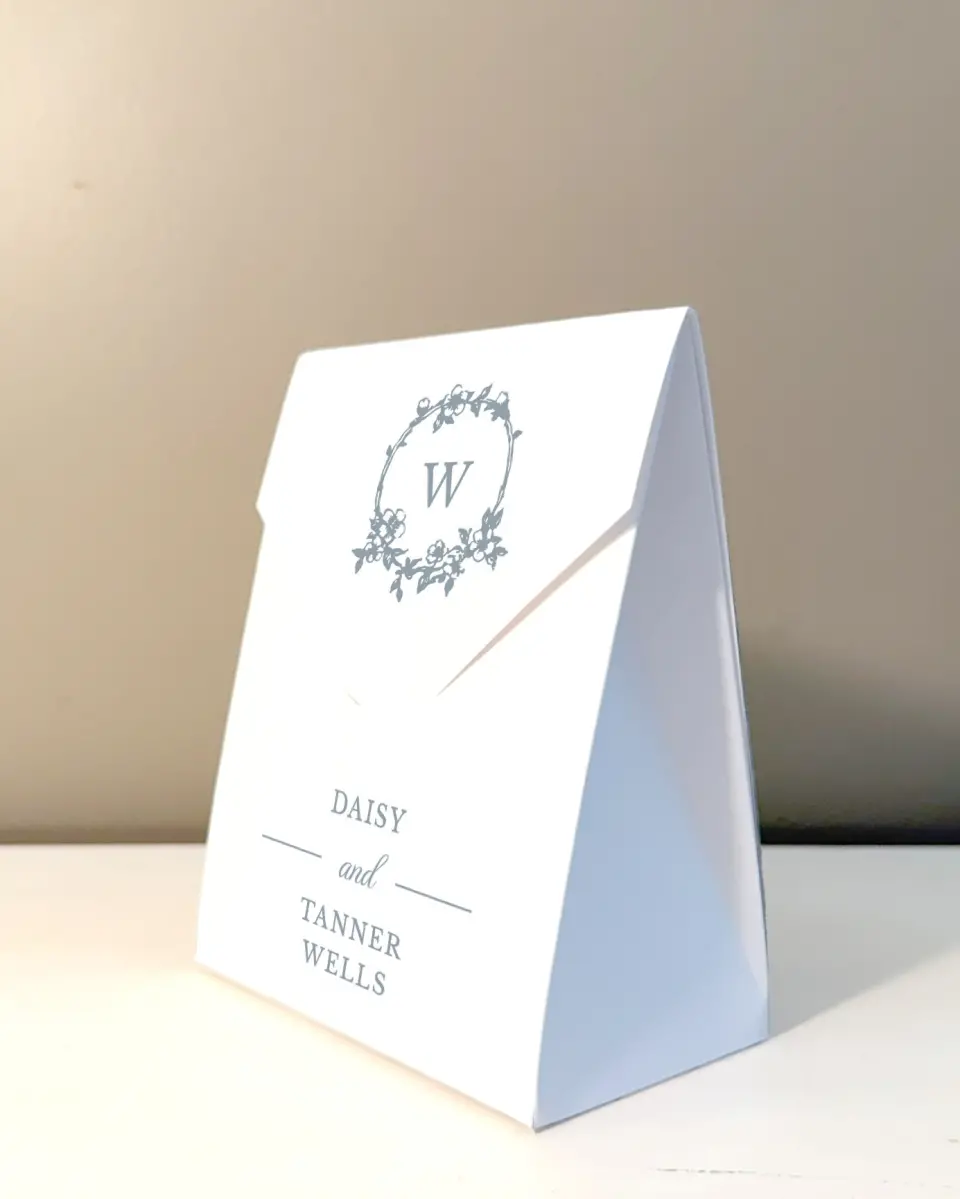 This is a 5" x 7" Wedding Favor Boxe called Flowering Frame printed in full color