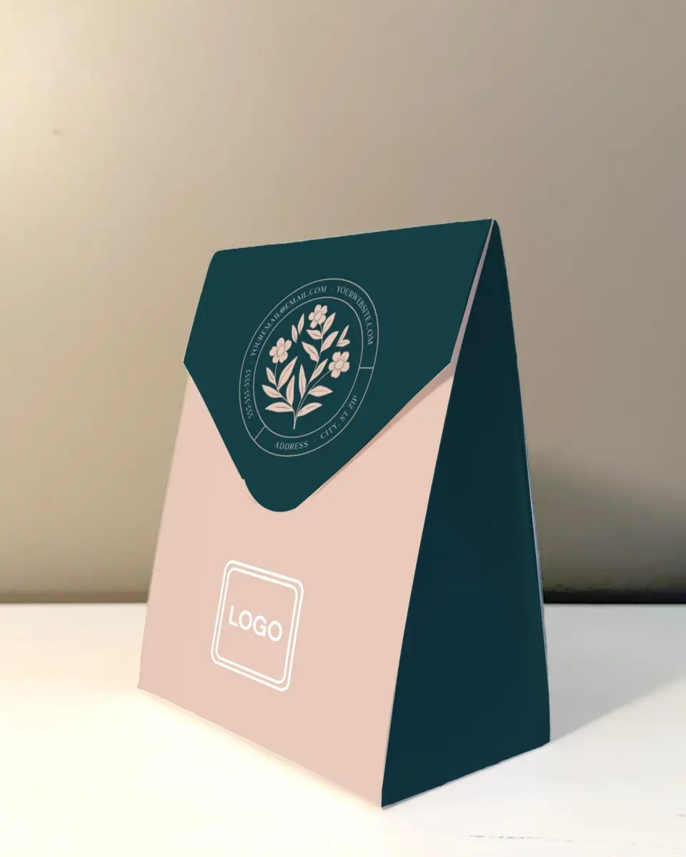 This is a 5" x 7" Business Favor Boxe called Posh Petal printed in full color with Rose Gold foil