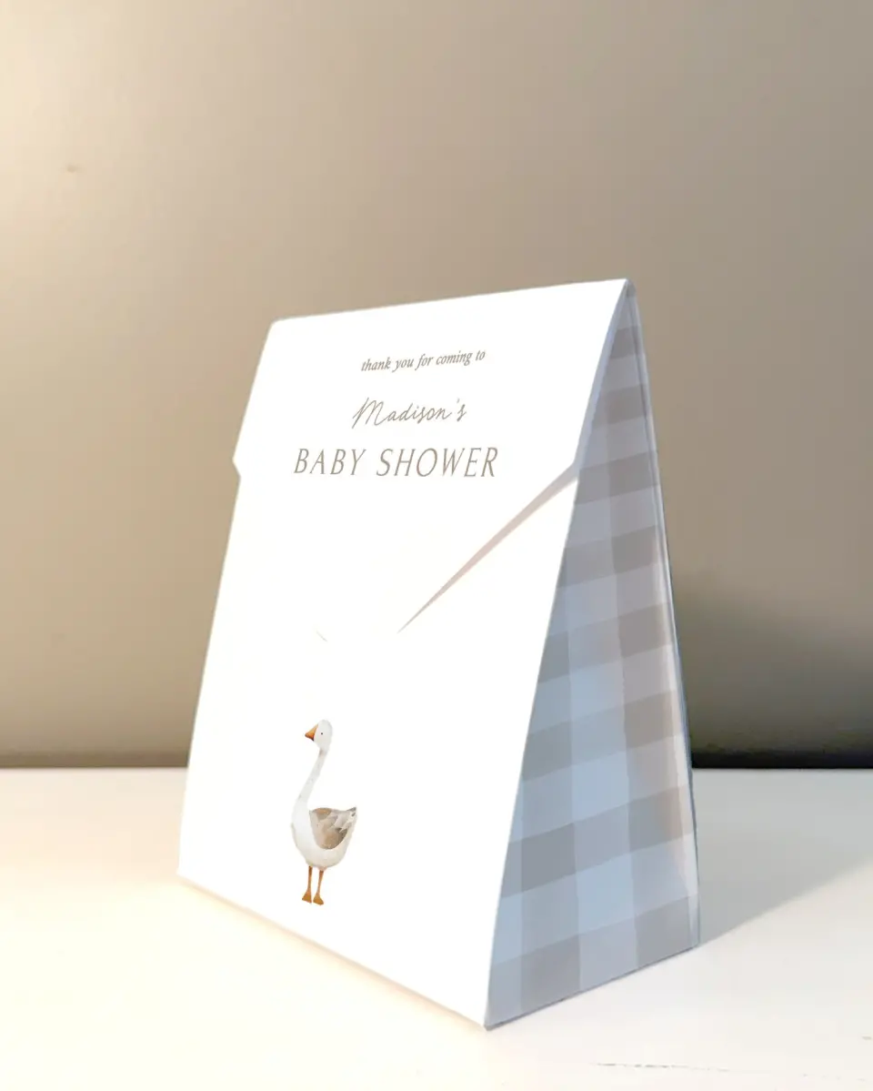 This is a 5" x 7" Wedding Favor Boxe called Mother Goose printed in full color with Gold foil