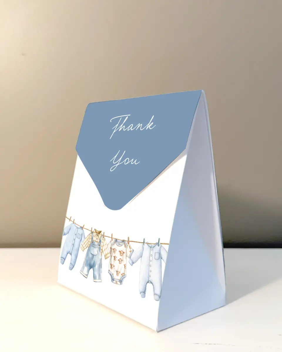 This is a 5" x 7" Wedding Favor Boxe called Country Clothesline printed in full color with Gold foil