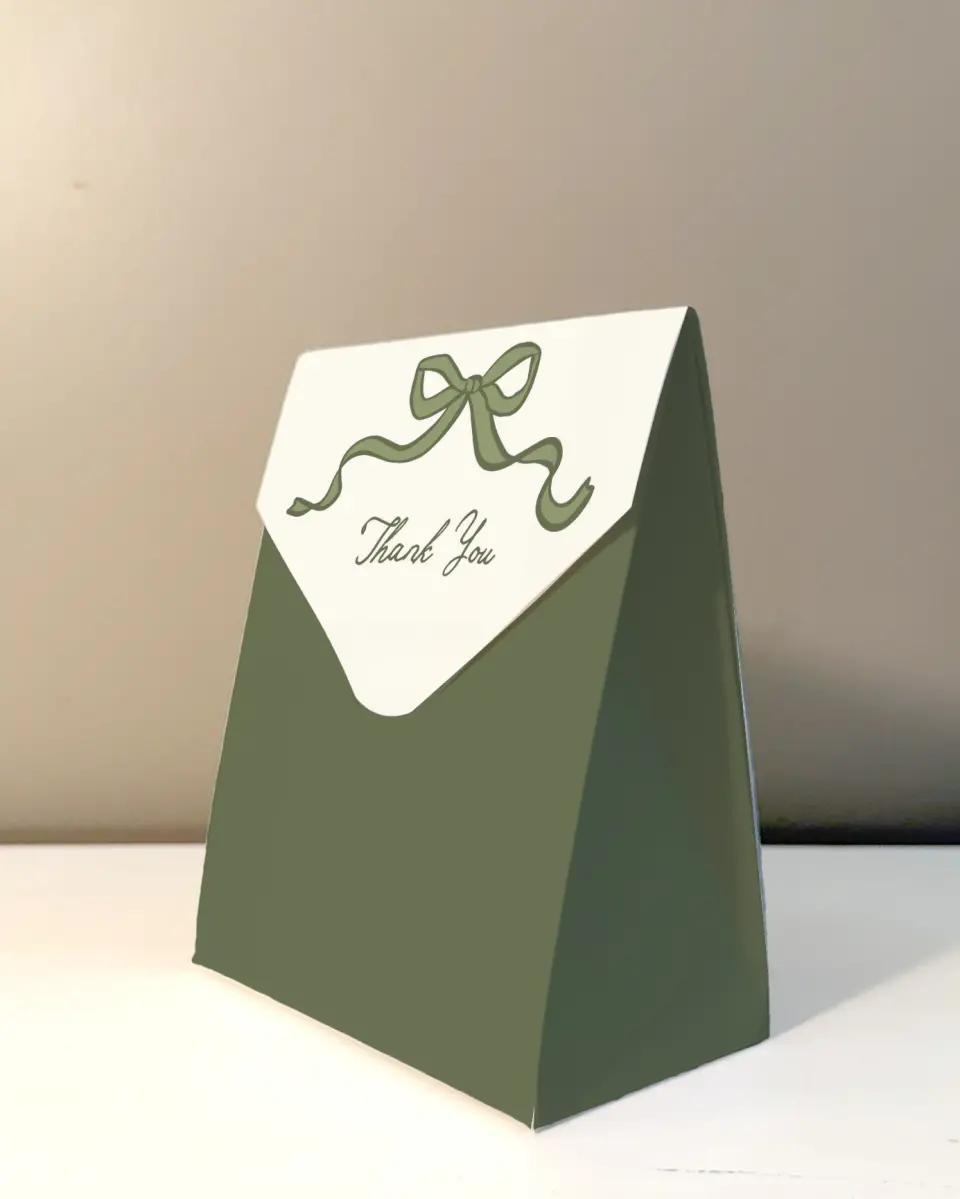 This is a 5" x 7" Wedding Favor Boxe called Coquette Darling printed in full color