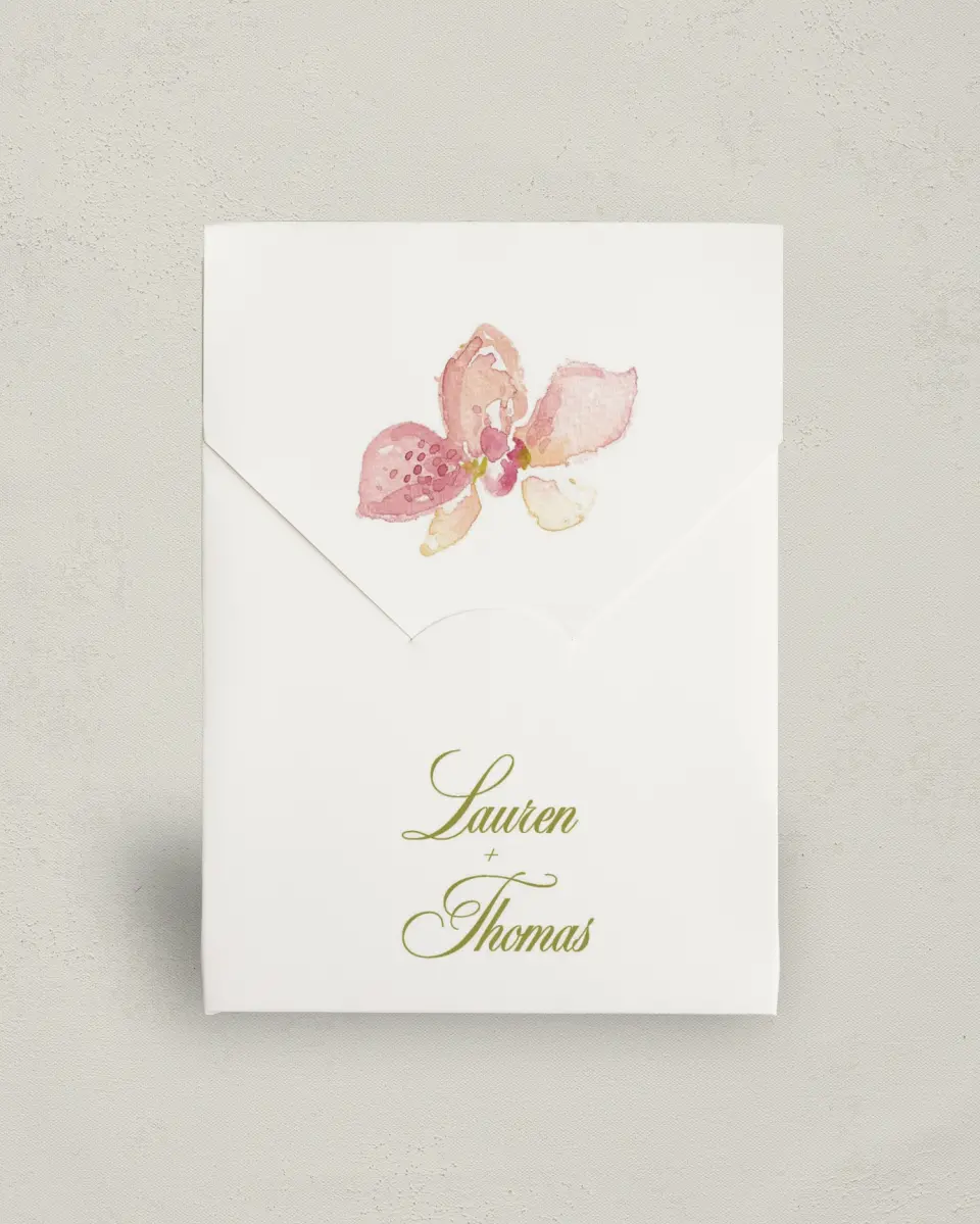 This is a 5" x 7" Wedding Favor Boxe called Paradise in Bloom printed in full color