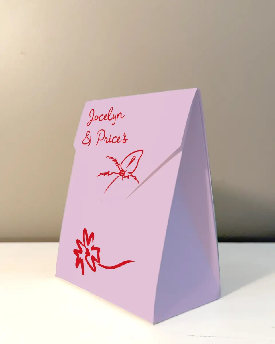 This is a 5" x 7" Wedding Favor Boxe called Flourishing Love printed in full color with Silver foil