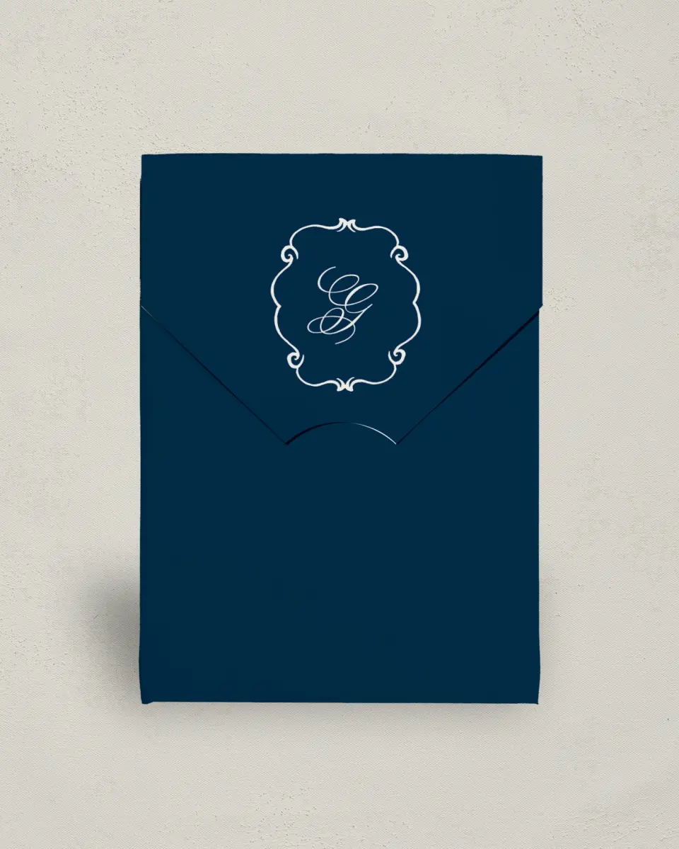 This is a 5" x 7" Wedding Favor Boxe called Heirloom Crest printed in full color with Gold foil