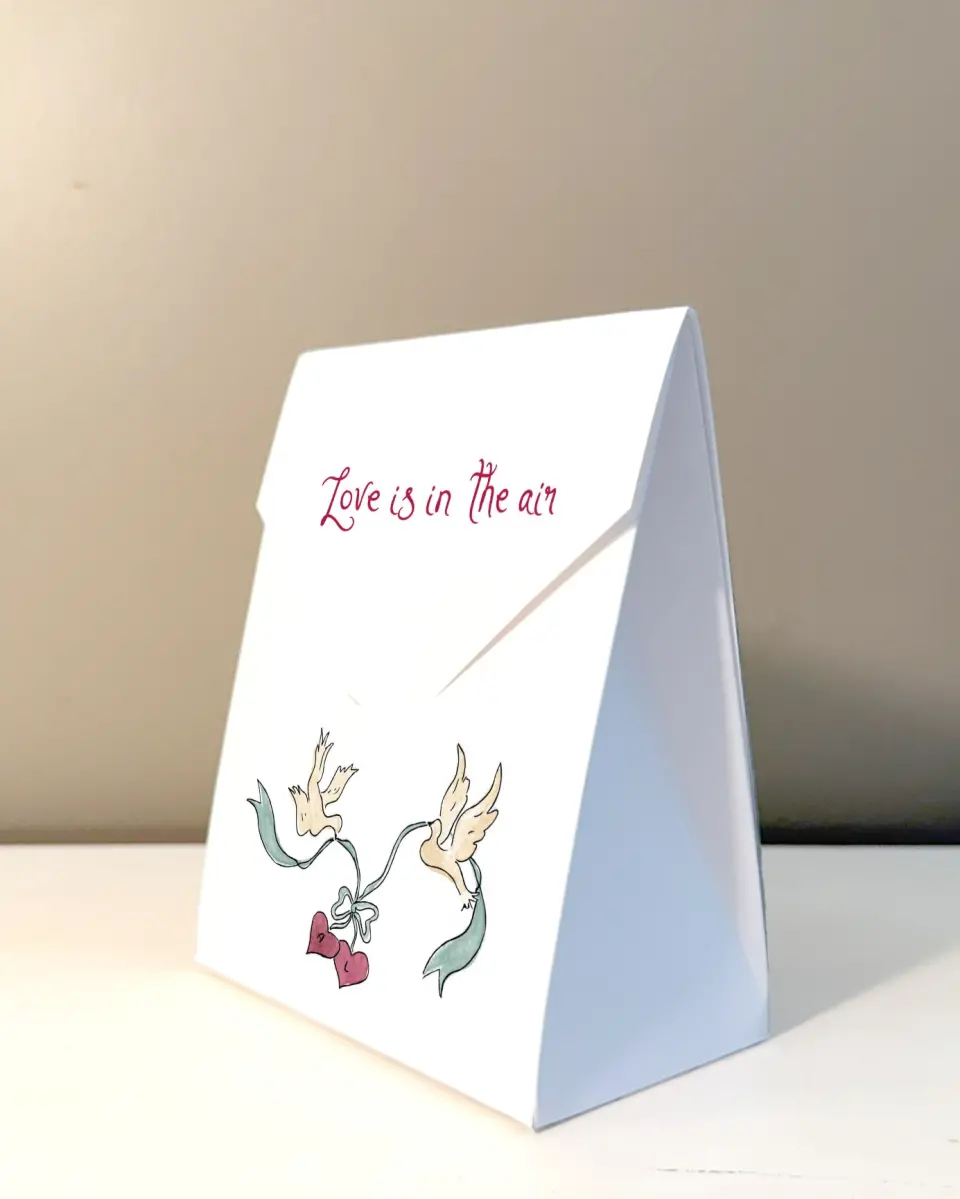 This is a 5" x 7" Wedding Favor Boxe called Love Dove printed in full color