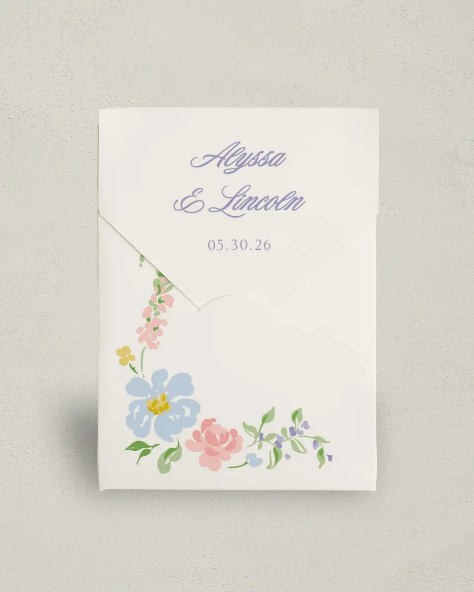 This is a 5" x 7" Wedding Favor Boxe called Gentle Garden printed in full color