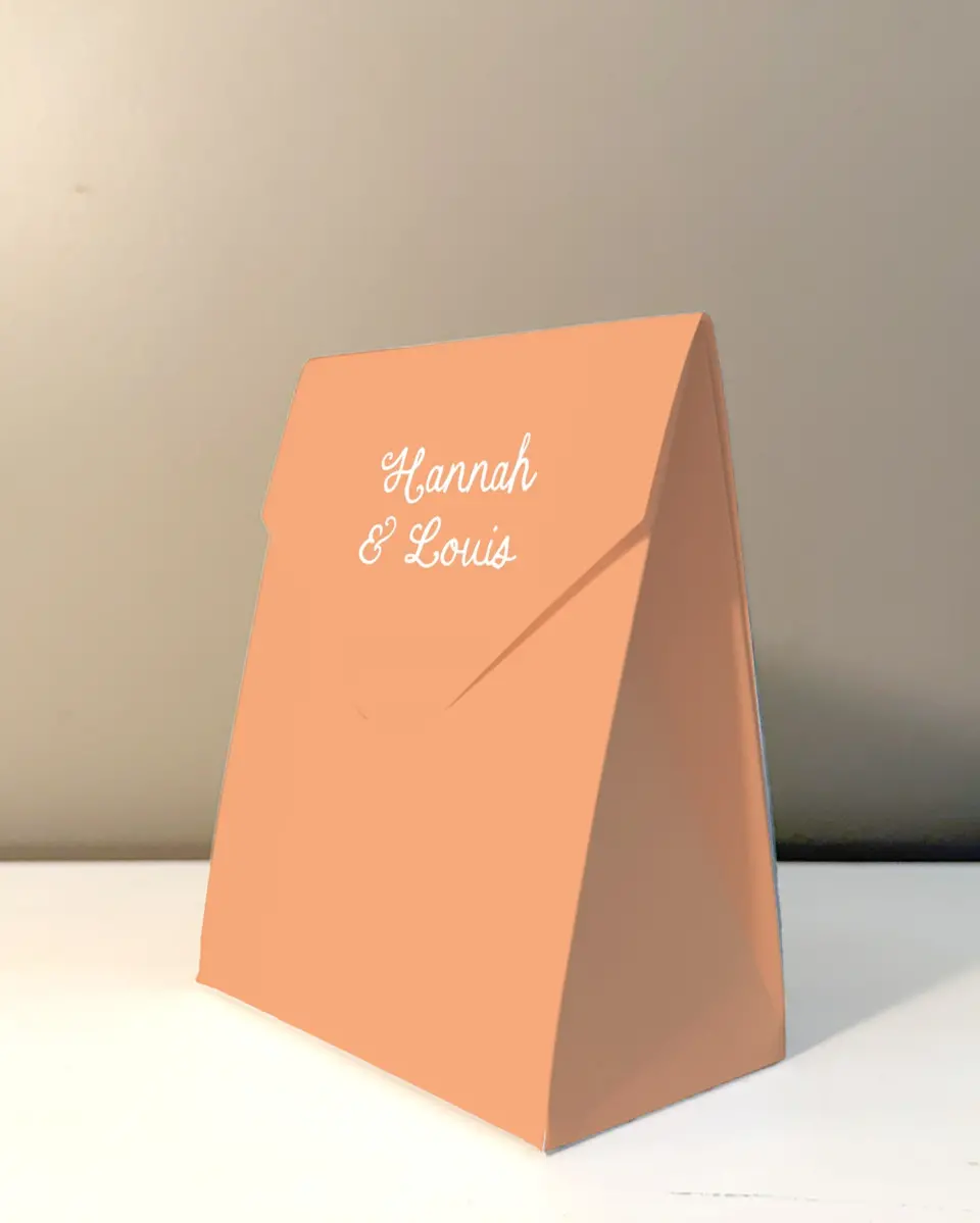 This is a 5" x 7" Wedding Favor Boxe called Wavy Love printed in full color with Gold foil
