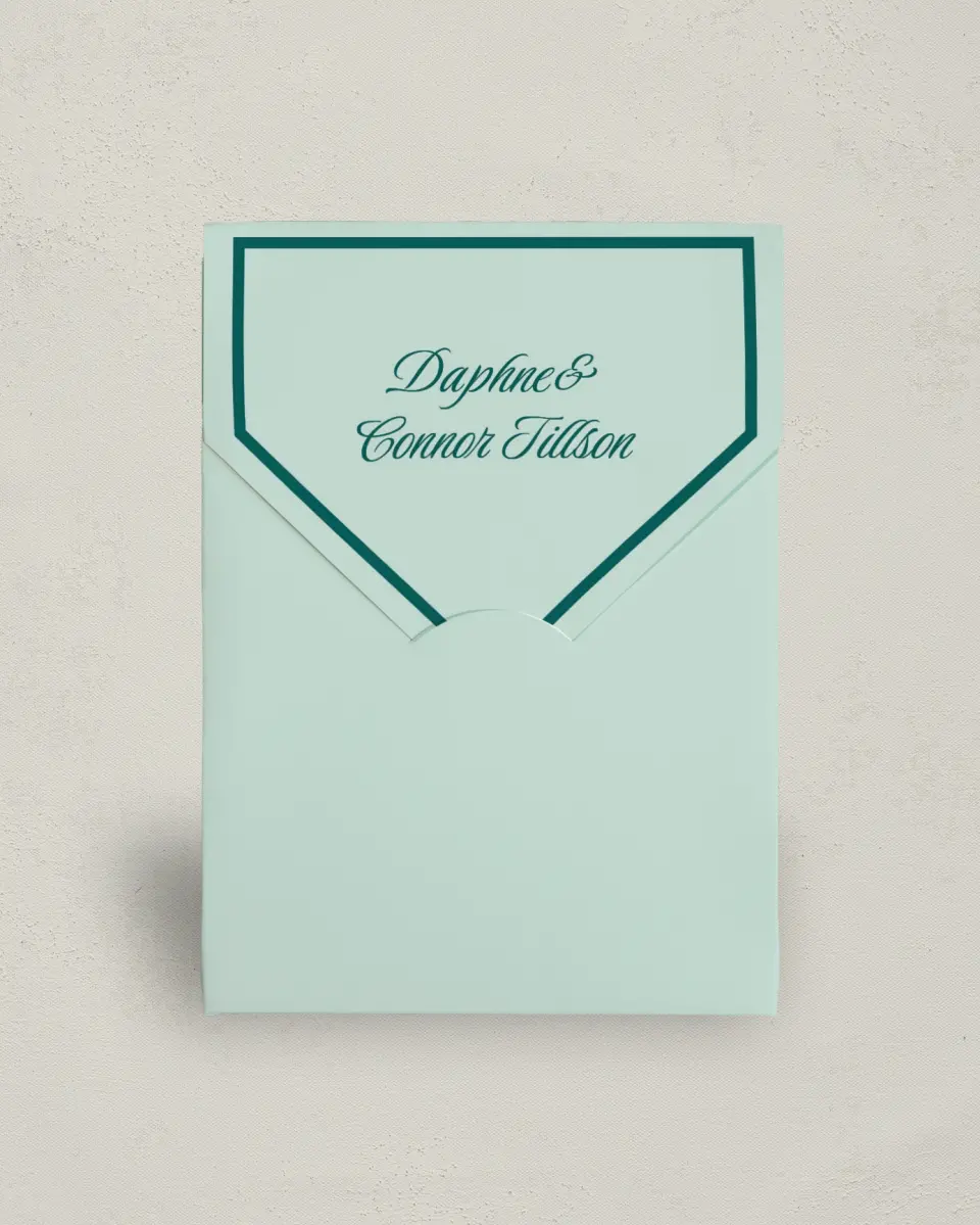 This is a 5" x 7" Wedding Favor Boxe called Faithful Frame printed in full color with Gold foil