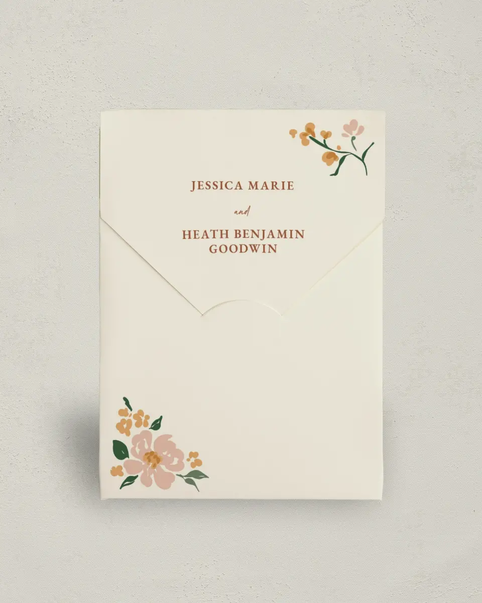This is a 5" x 7" Wedding Favor Boxe called Plush Petals printed in full color