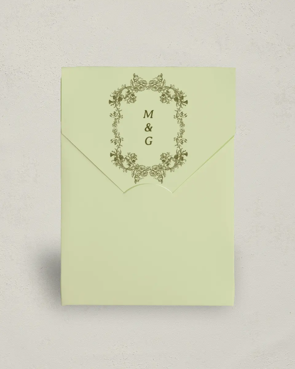 This is a 5" x 7" Wedding Favor Boxe called Vintage Chinoiserie printed in full color with Gold foil