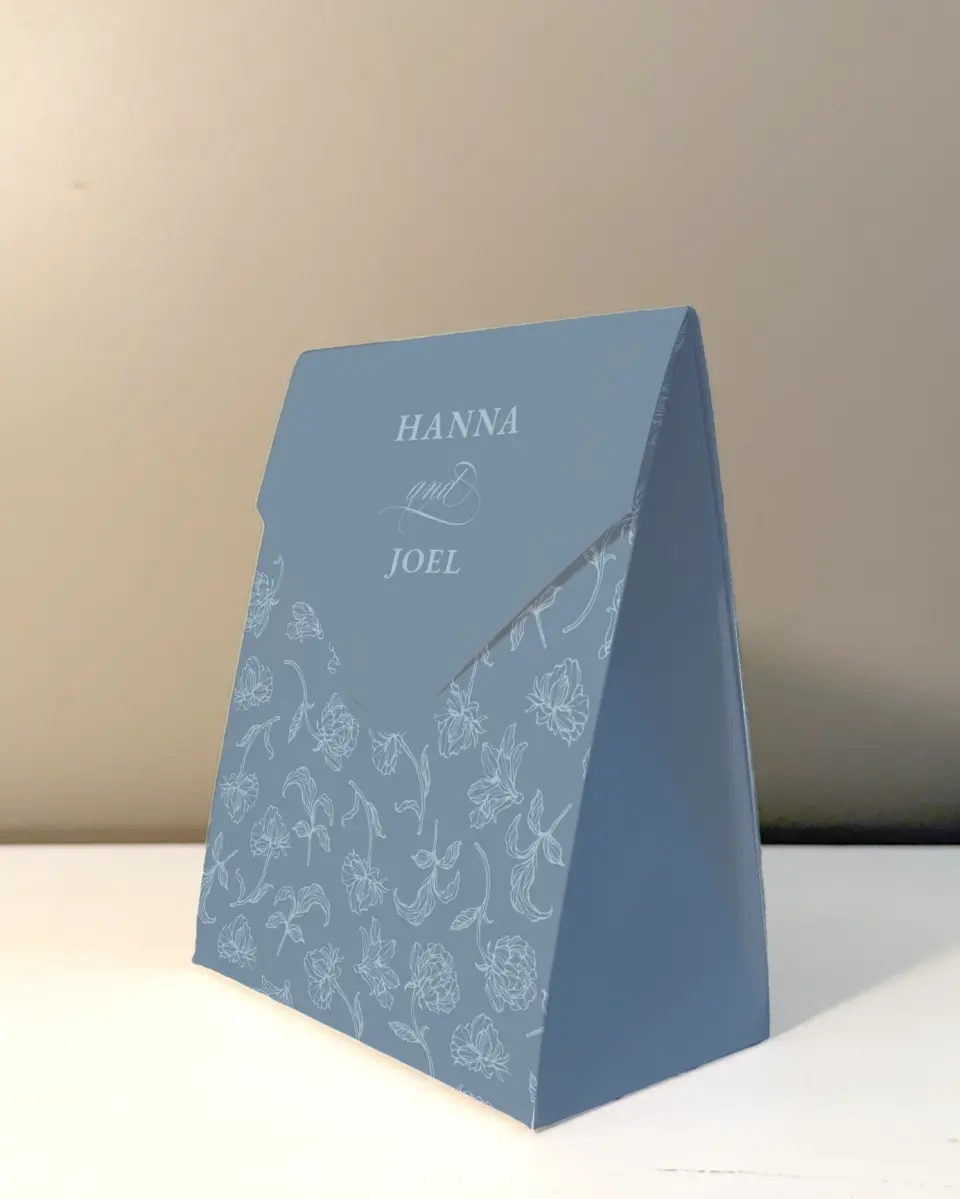 This is a 5" x 7" Wedding Favor Boxe called Pressed Petals printed in full color with Rose Gold foil