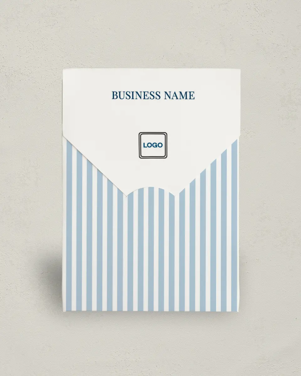 This is a 5" x 7" Business Favor Boxe called Preppy Stripe printed in full color with Rose Gold foil