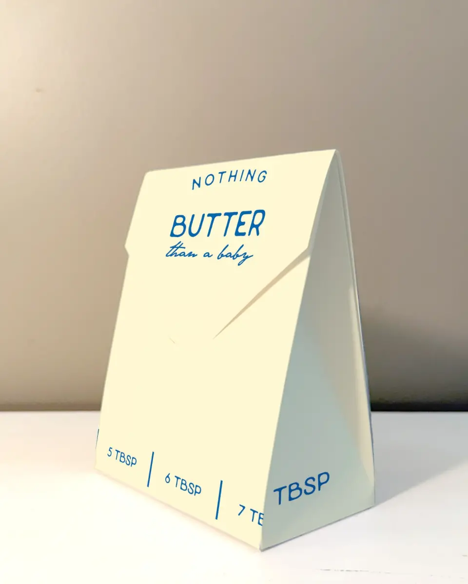This is a 5" x 7" Wedding Favor Boxe called Nothing Butter printed in full color with Gold foil