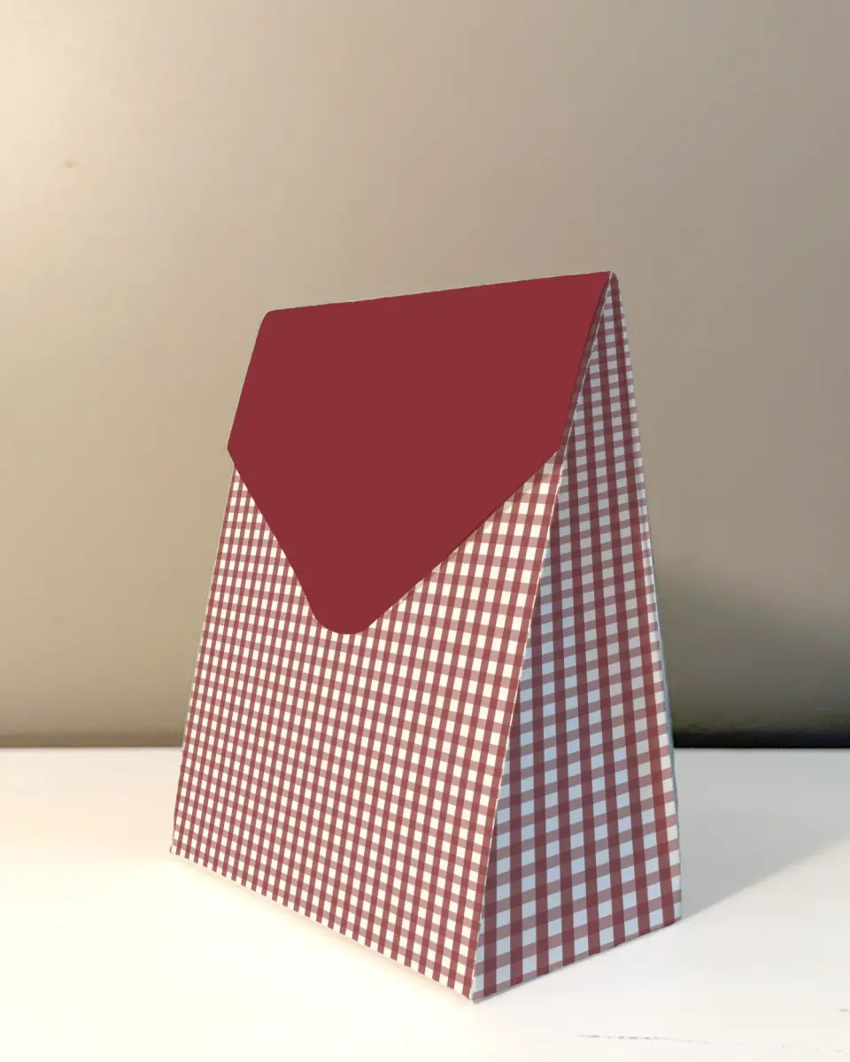 This is a 5" x 7" Wedding Favor Boxe called Gingham Cheer printed in full color