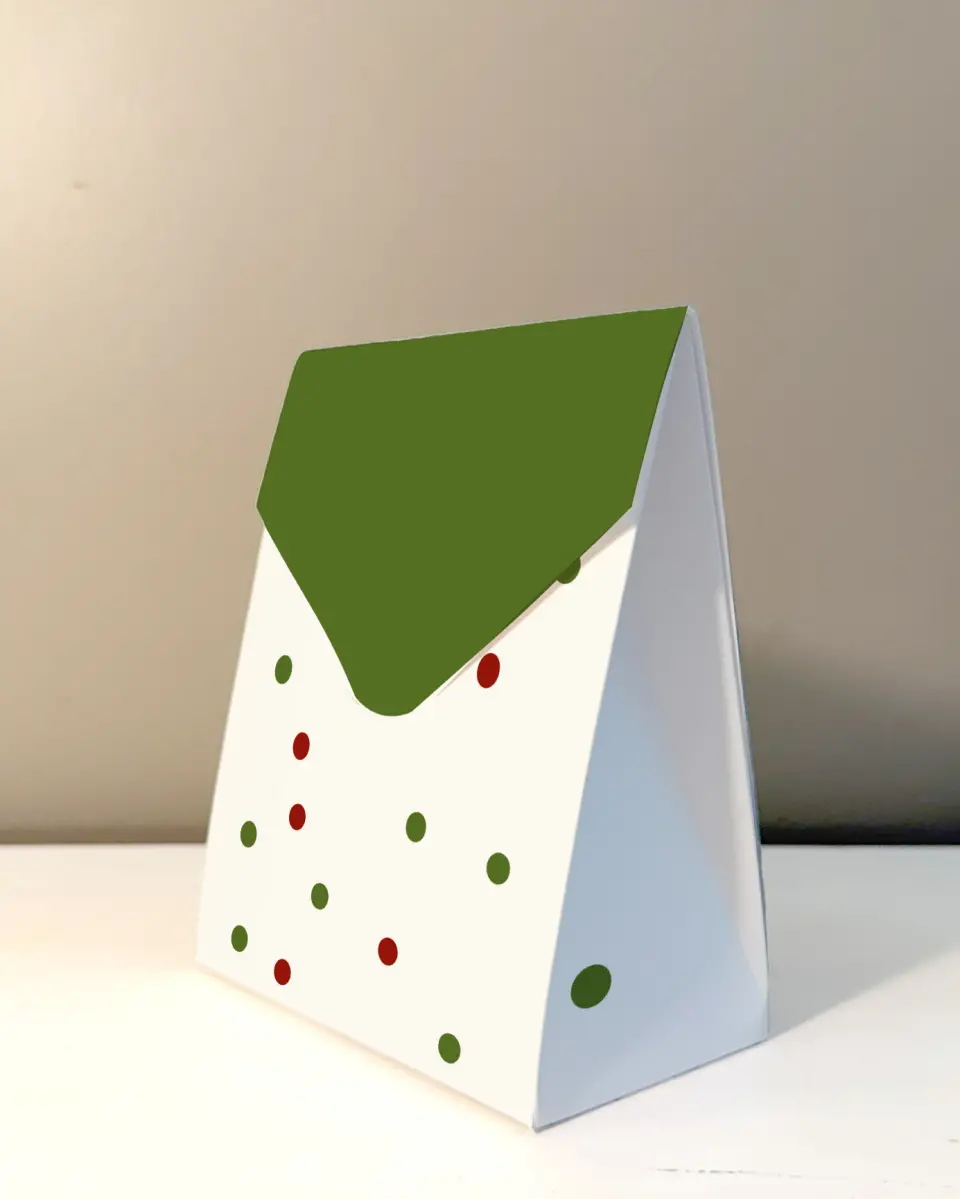 This is a 5" x 7" Wedding Favor Boxe called Dots for Days printed in full color