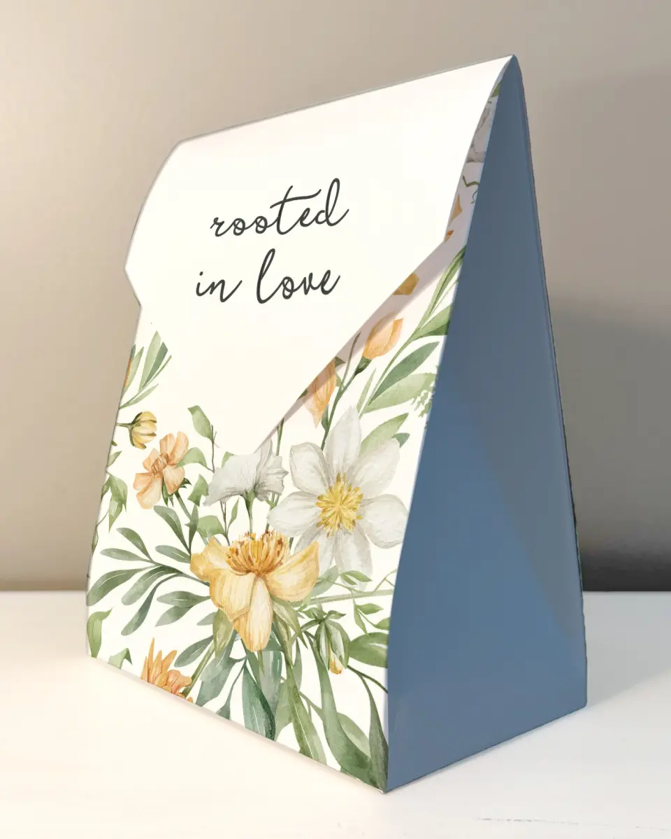This is a 6.5" x 9" Wedding Favor Boxe called Garden Party printed in full color
