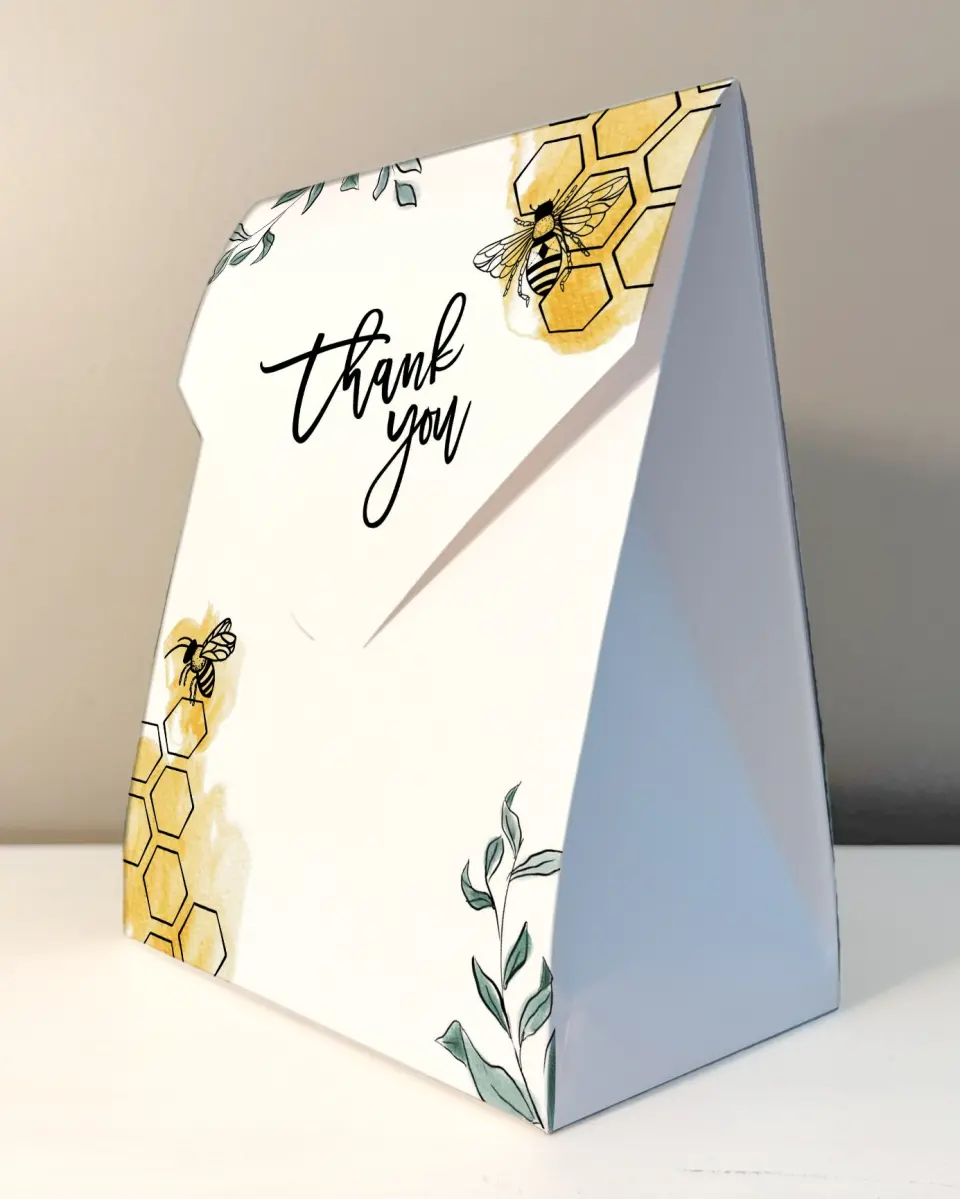 This is a 6.5" x 9" Wedding Favor Boxe called Mama to Bee printed in full color