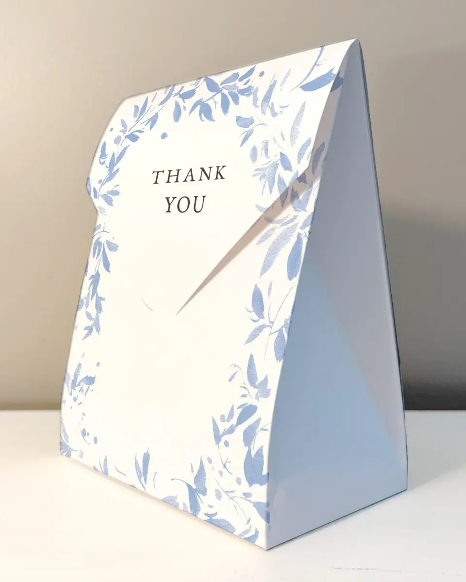 This is a 6.5" x 9" Wedding Favor Boxe called Spring Surround printed in full color with Gold foil