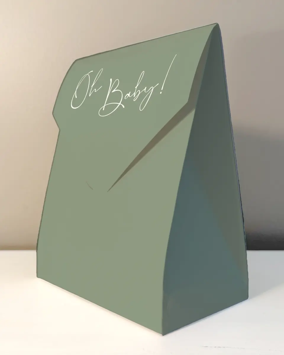 This is a 6.5" x 9" Wedding Favor Boxe called Oh Baby printed in full color