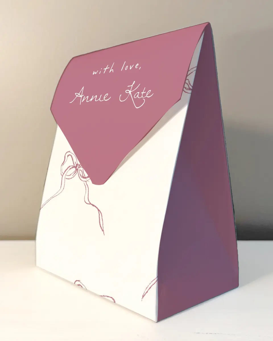 This is a 6.5" x 9" Wedding Favor Boxe called Careful Coquette printed in full color