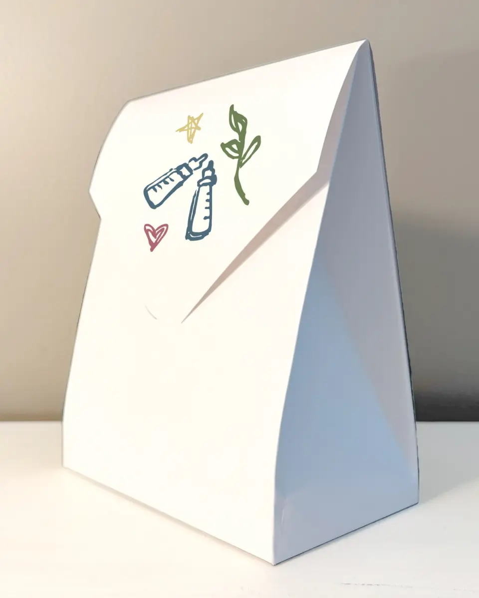 This is a 6.5" x 9" Wedding Favor Boxe called Dainty Delight printed in full color with Gold foil