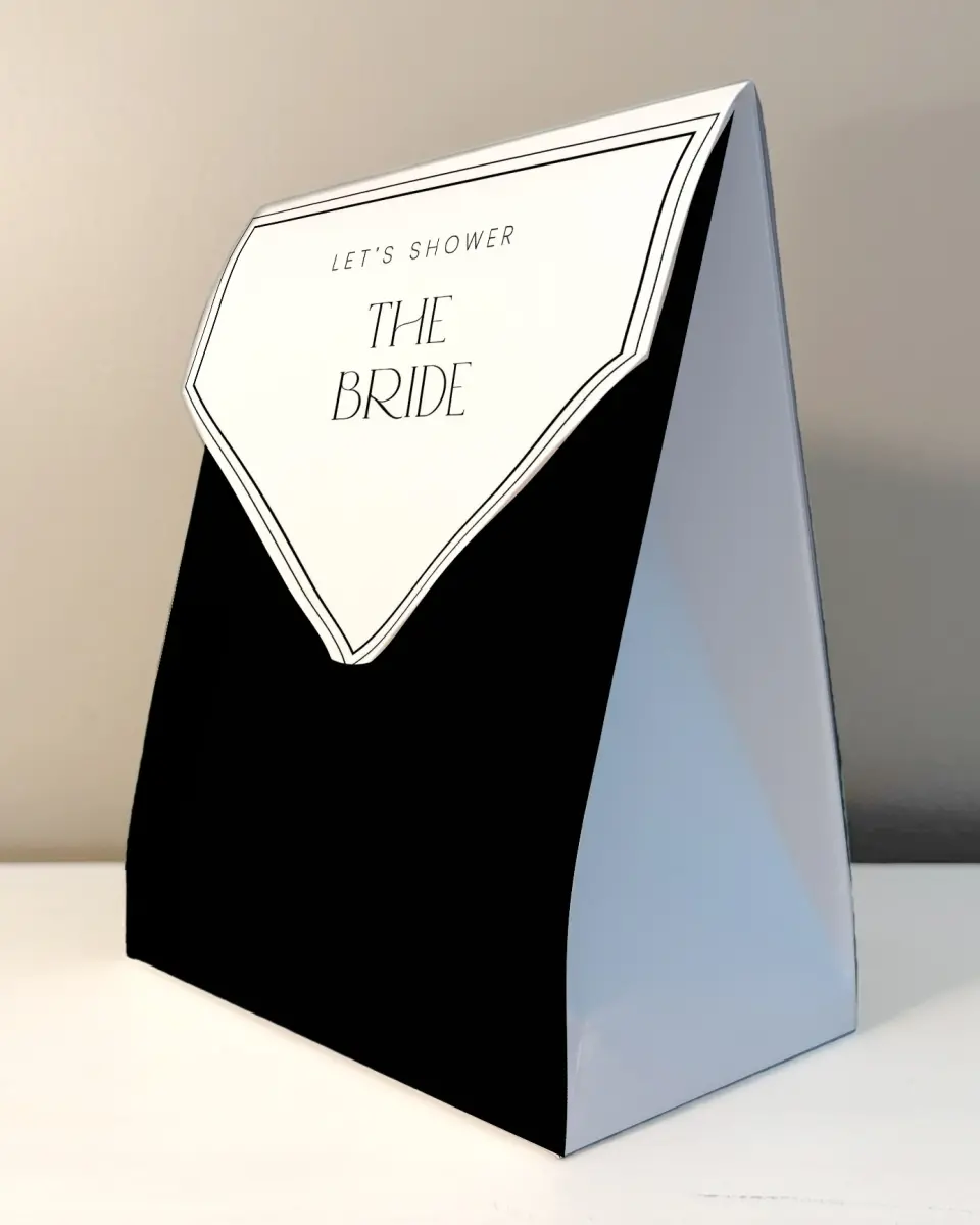This is a 6.5" x 9" Wedding Favor Boxe called Clean and Classy printed in full color
