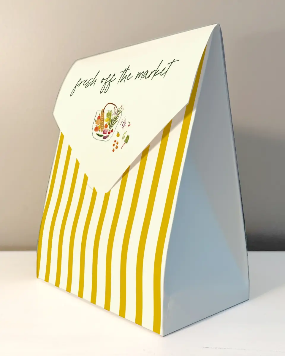 This is a 6.5" x 9" Wedding Favor Boxe called Fresh for You printed in full color