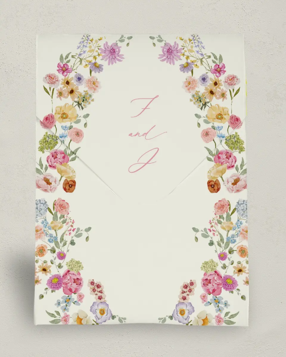 This is a 6.5" x 9" Wedding Favor Boxe called The Florence printed in full color with Gold foil