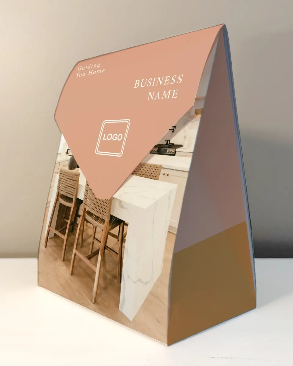 This is a 6.5" x 9" Business Favor Boxe called Modern Balance printed in full color with Rose Gold foil
