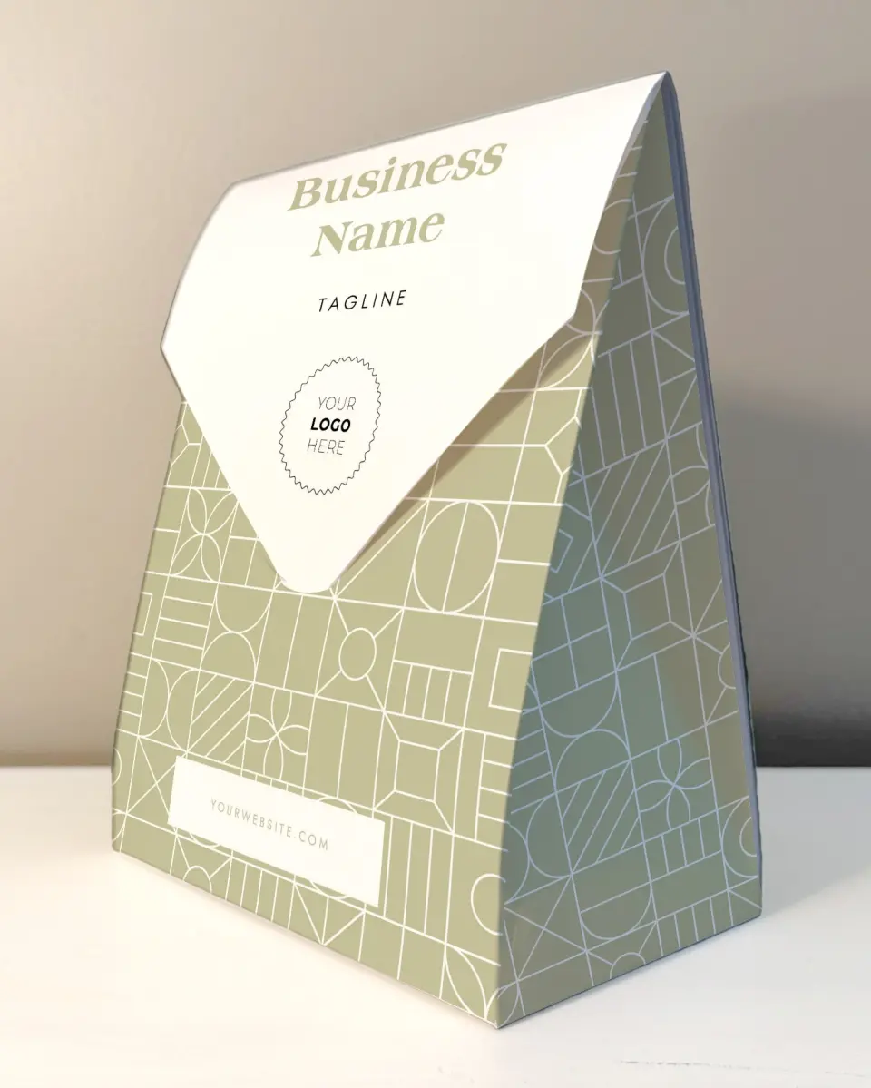 This is a 6.5" x 9" Business Favor Boxe called Geometric Grid printed in full color with Rose Gold foil
