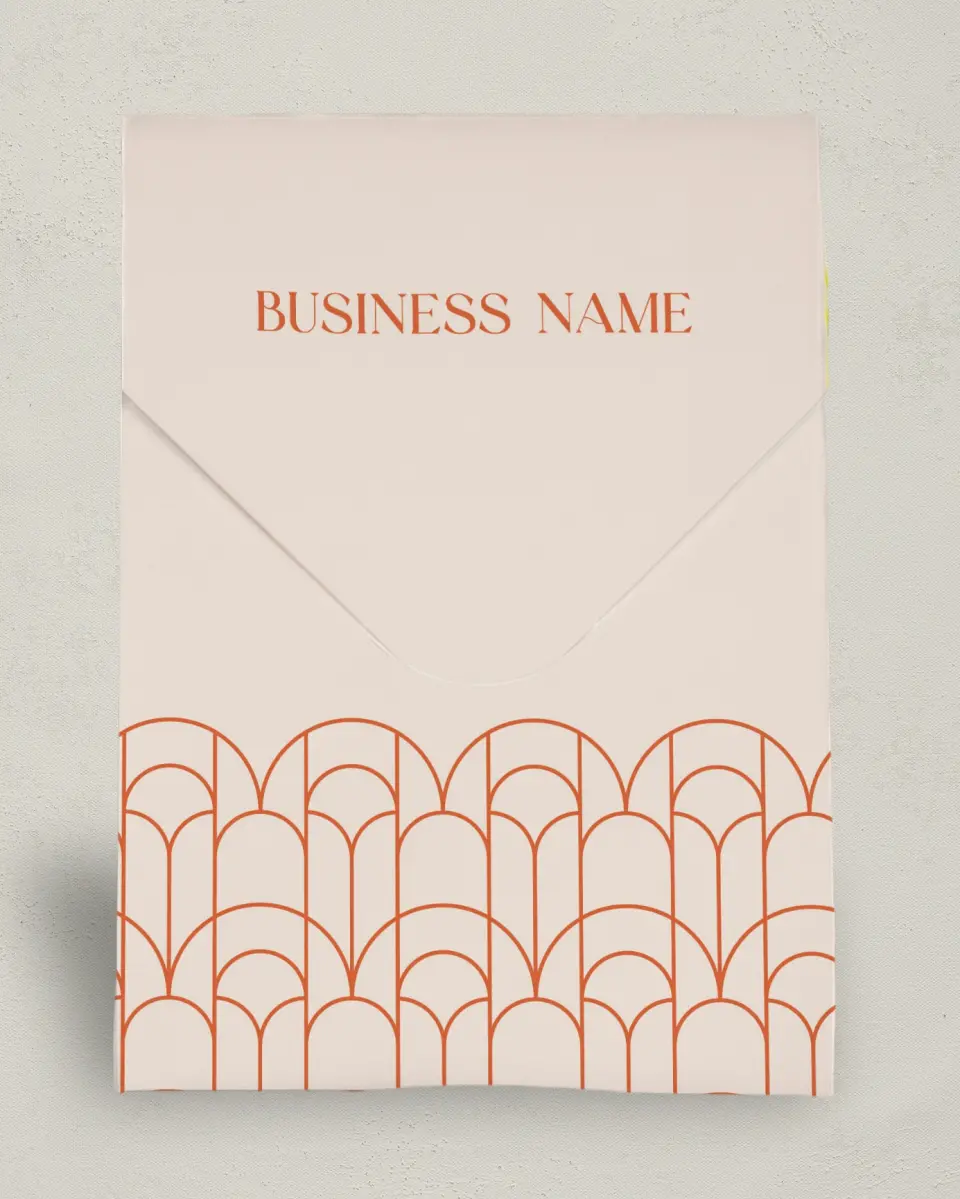 This is a 6.5" x 9" Business Favor Boxe called Arching Angles printed in full color
