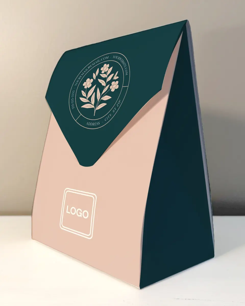 This is a 6.5" x 9" Business Favor Boxe called Posh Petal printed in full color with Rose Gold foil