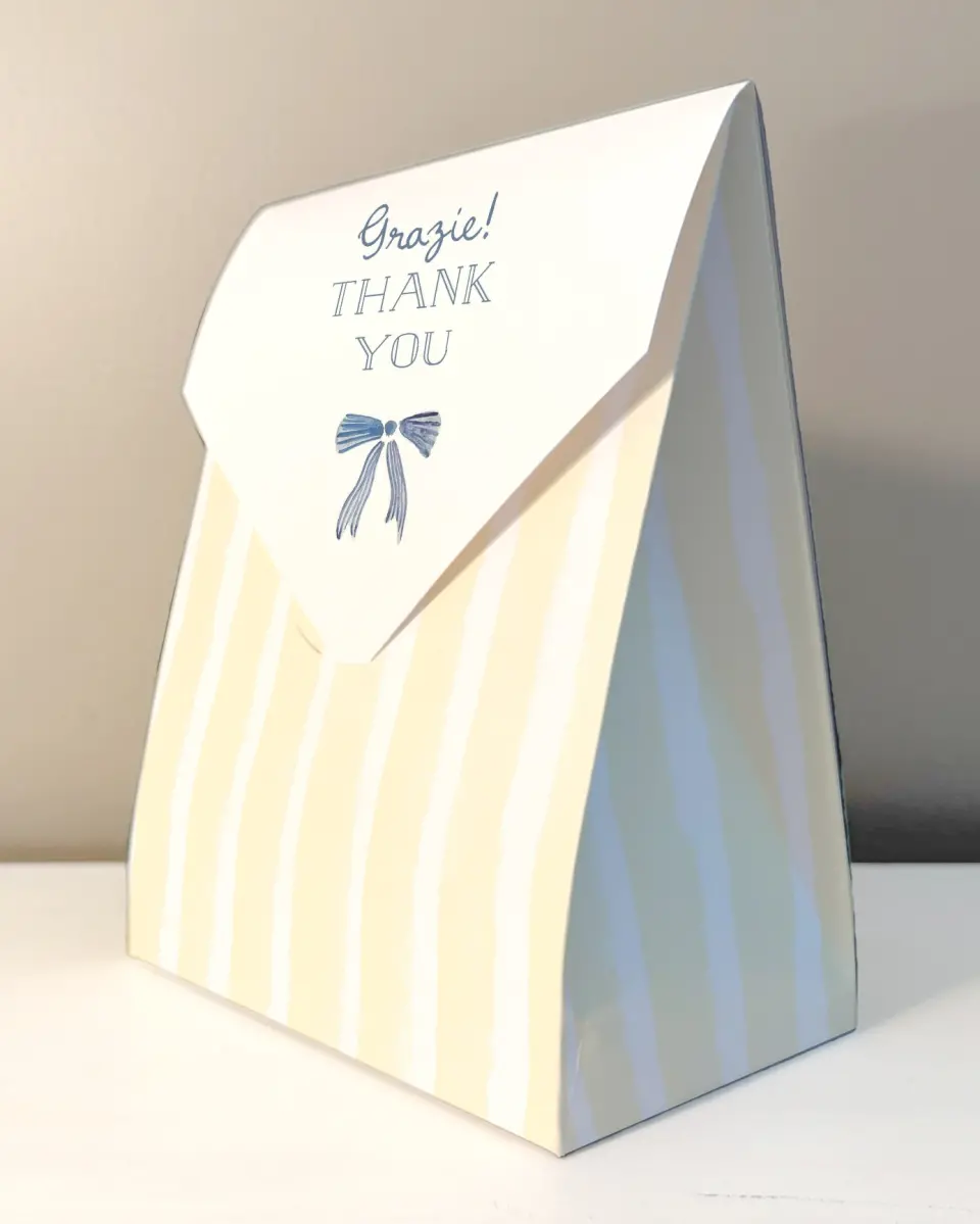 This is a 6.5" x 9" Wedding Favor Boxe called Ciao Baby printed in full color